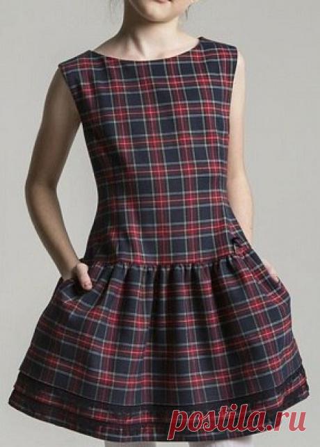 Выкройка детского платья с заниженной талией на размеры от 1 года до 14 лет