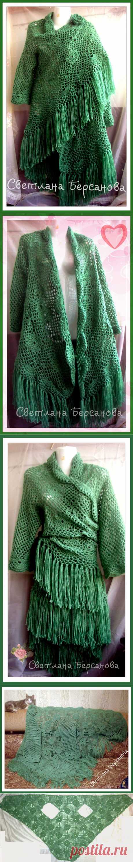 Вязание крючком и спицами/Crochet and knitting: Идея для вязания - шаль-жакет. Мастер-класс