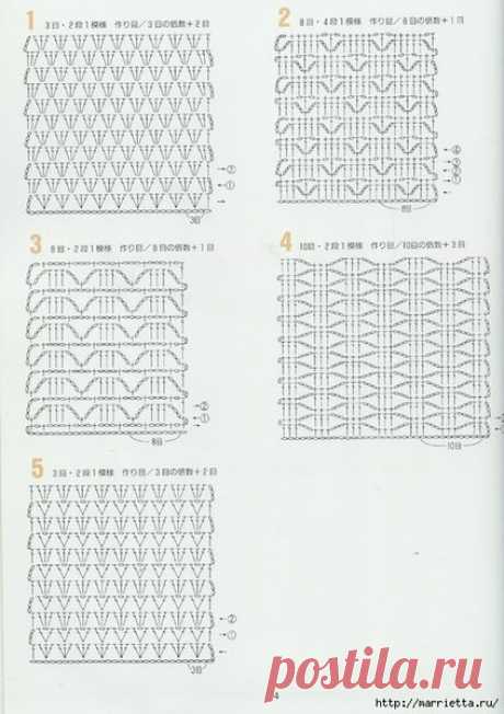 Простые, но очень красивые узоры крючком со схемами и видеоуроками. | Вяжем с Еленой Коротенко | Яндекс Дзен