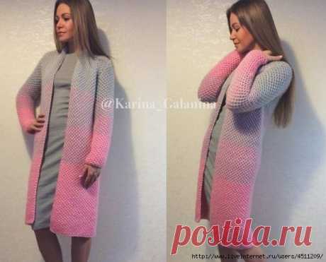 Кардиган сетчатым узором.