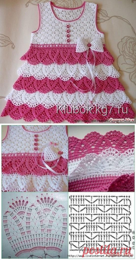 Красивое платье для девочки крючком