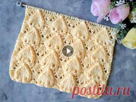 Ажурный узор спицами &quot;Сердечки&quot;. Раппорт узора 12 петель + 1 для симметрии + 2 кромочные. В высоту повторяем с 1-го по 12-й ряд. Ссылка на это видео Помощь и поддержка канала (на прио...