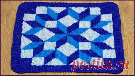 Узор для коврика тунисским крючком часть 1