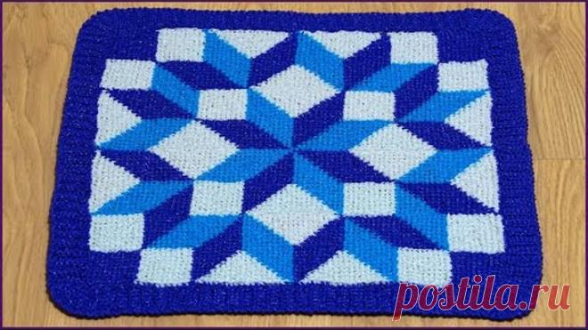 Узор для коврика тунисским крючком часть 1