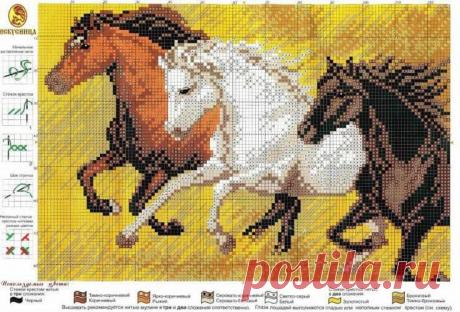 Схемы для вышивания крестиком.Лошади!.