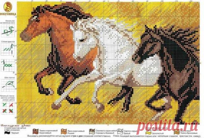 Схемы для вышивания крестиком.Лошади!.