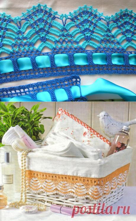 Изящная каймa крючком (двухцветная)..