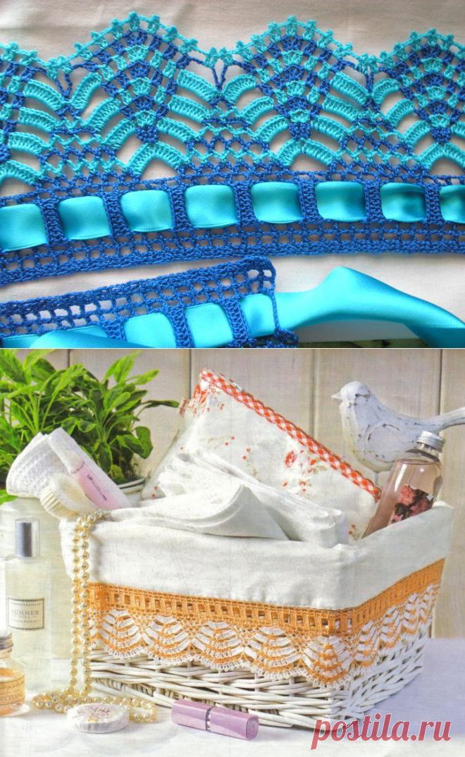 Изящная каймa крючком (двухцветная)..