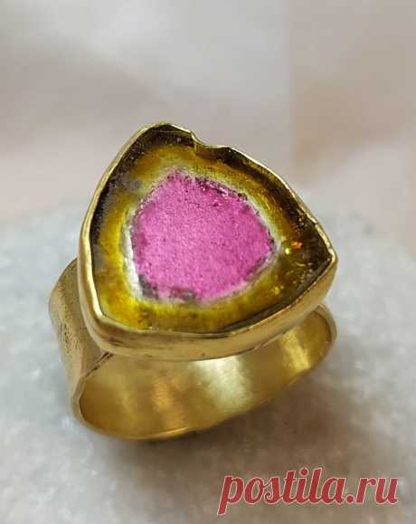Кольцо пасьянса арбуз турмалин кольцо Solid 18 kt и - Etsy Молдавия