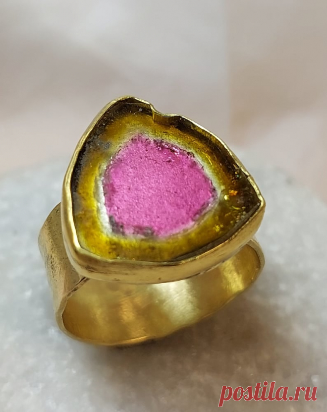 Кольцо пасьянса арбуз турмалин кольцо Solid 18 kt и - Etsy Молдавия