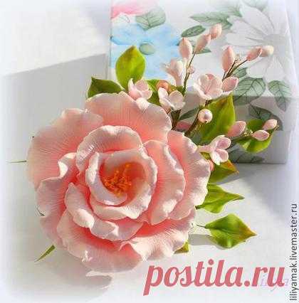 Купить Зажим для волос "Tender Spring " - кремовый, заколка для волос, заколка с цветами, для невесты