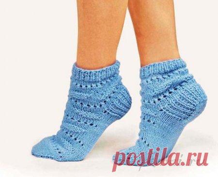 Голубые носочки спицами » Сайт 