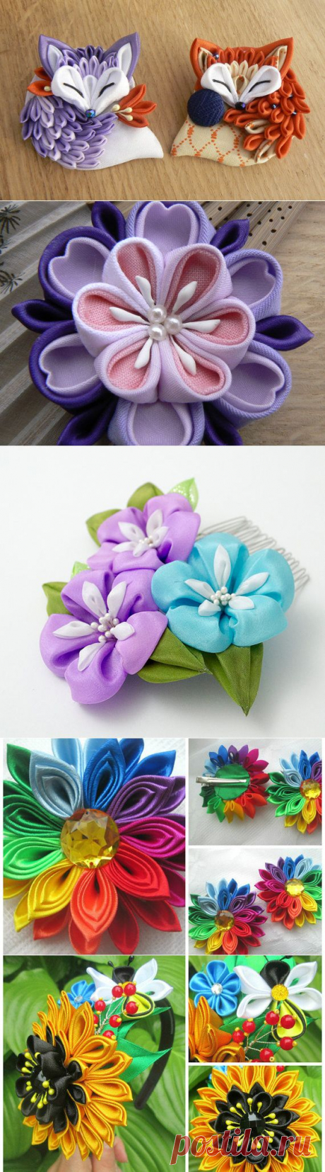 tsumami kanzashi - безумно красивые украшения из лент и ткани!