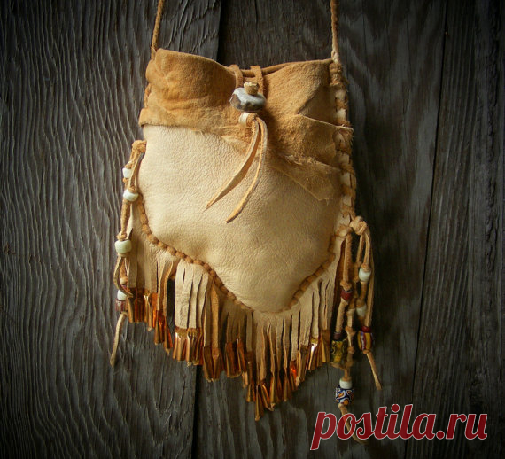 NAVAJO style Medicine Bag / spirit pouch with by pradoleather