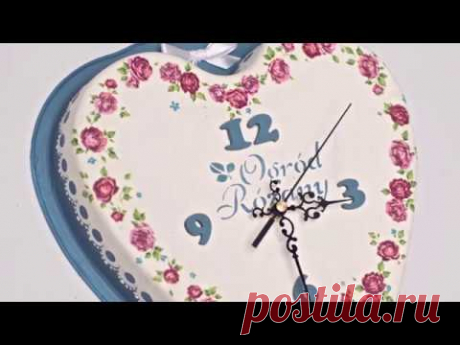 Decoupage zegar serce DIY tutorial - YouTube