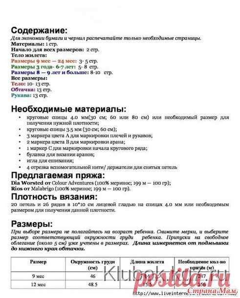 Жилет спицами для девочек) - Вязание - Страна Мам