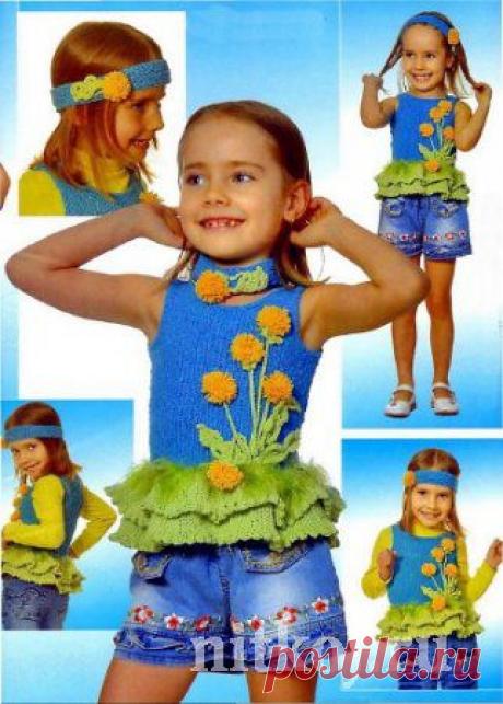 Комплект &quot;Одуванчик&quot;- кофточка и повязка для девочки. » Ниткой - вязаные вещи для вашего дома, вязание крючком, вязание спицами, схемы вязания