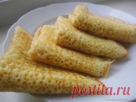 Блины на кефире тонкие с дырочками - рецепт с фото / Простые рецепты