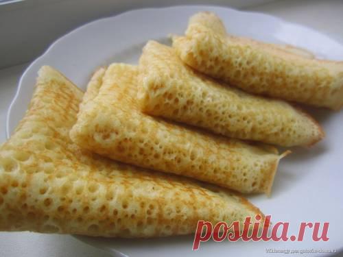 Блины на кефире тонкие с дырочками - рецепт с фото / Простые рецепты