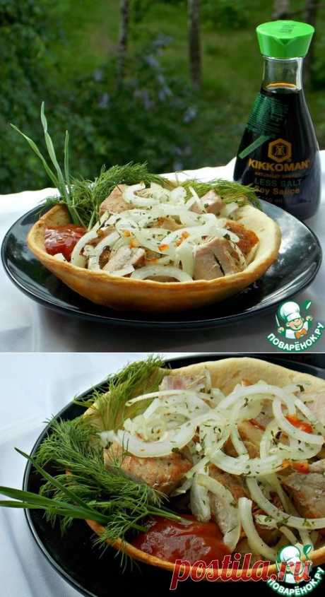 Шашлык в хлебной тарелочке - кулинарный рецепт