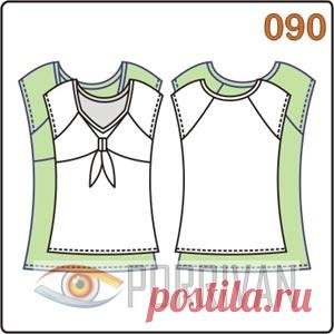Выкройка приталенной блузки - Porrivan Выкройка приталенной блузки с вставкой на переде построена для кройки из эластичных материалов, трикотажа или ткани с добавлением эластана.