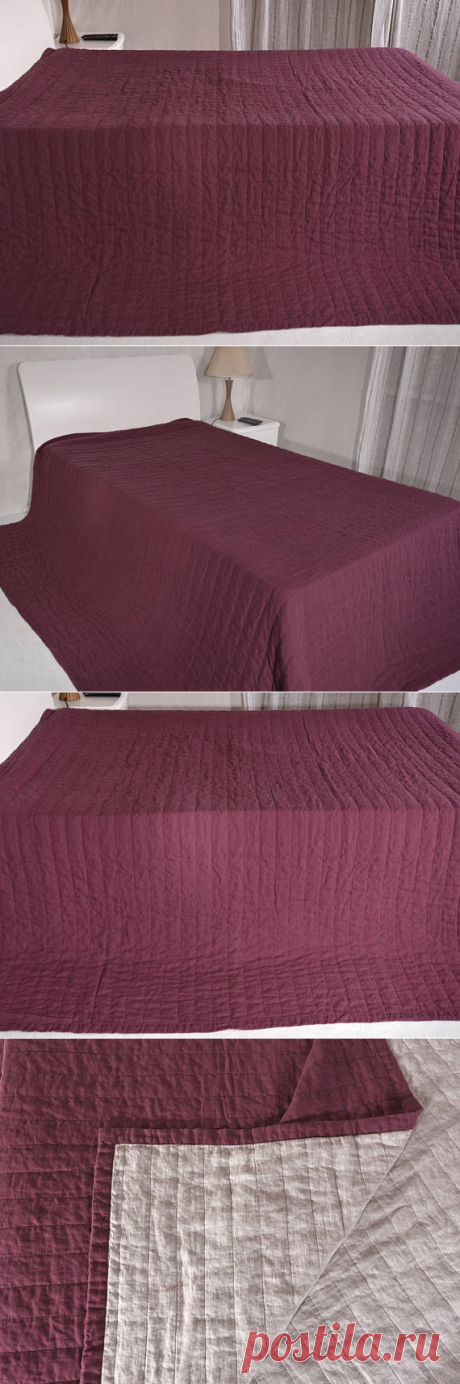 Linen Stone Washed Organic Blanket Flax King Size Quilt
