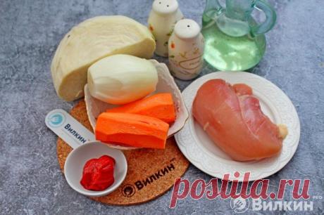 Тушеная капуста с курицей в мультиварке - рецепт с фото пошагово