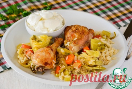 Курица, запеченная с овощами и рисом - кулинарный рецепт