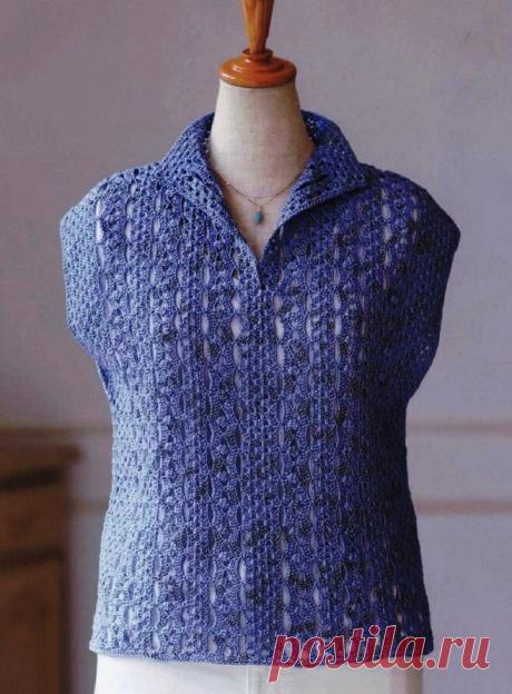 Вязаный жилет или летняя блузка: описание и схемы | Дневник вязальщицы | Дзен