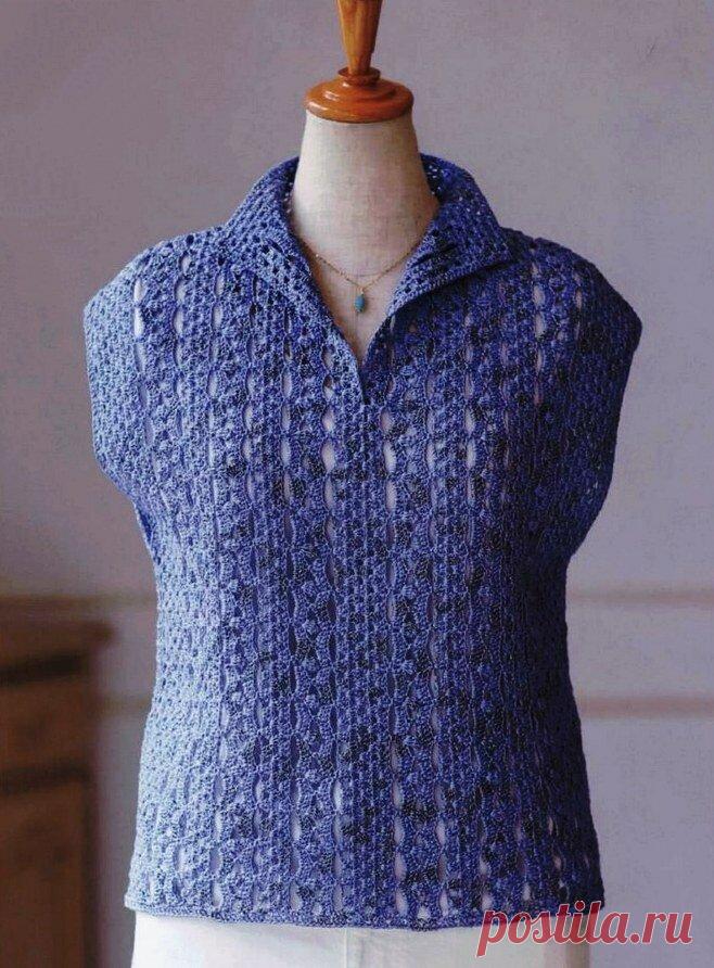 Вязаный жилет или летняя блузка: описание и схемы | Дневник вязальщицы | Дзен