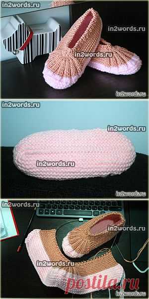 Следки-пинетки на двух спицах для взрослых из толстой пряжи. Вязание спицами.