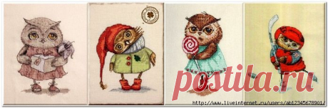 Чудесные совята, вышивка крестом.