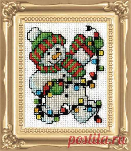 Design Works Snowman Lights - Kit de punto de cruz navideño 517 - 123Stitch.com