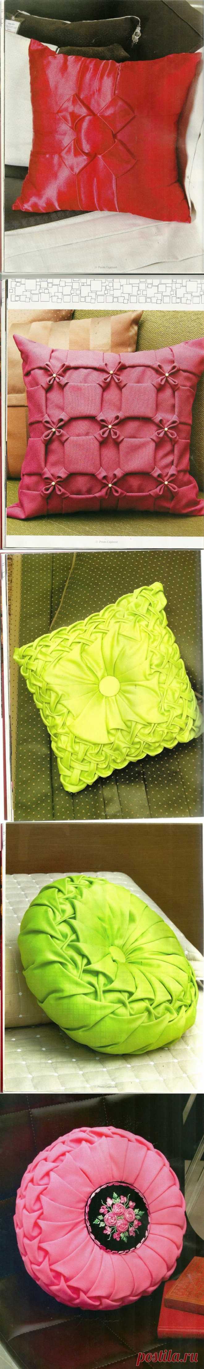 Подушки с буфами и схемы. Pillows poufs DIY tutorial ~ HandMadiya.com