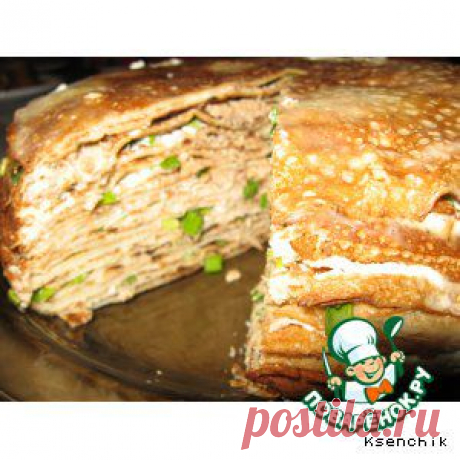 Блинный пирог - С ГОРБУШЕЙ И ЛУЧКОМ!