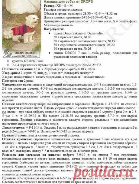 Одеваем собак - выкройки для вязаной одежды