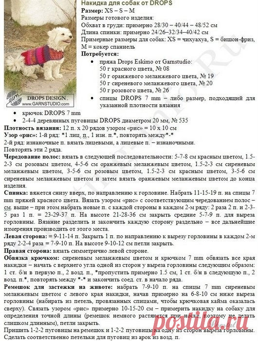Одеваем собак - выкройки для вязаной одежды