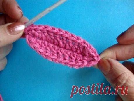 Как вязать листик крючком Урок 285 Сrochet leaf  Häkeln Stricken Blatt