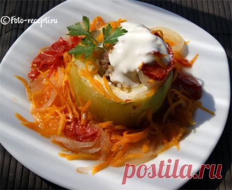 Кабачки кольцами, фаршированные мясом и рисом - Фото-рецепты пошагового приготовления