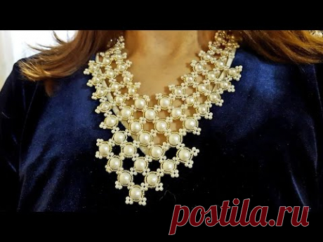 Beaded Pearl Necklace/PEARL Necklace/Beaded necklace/Collar de cuentas/ЖЕМЧУЖНОЕ колье