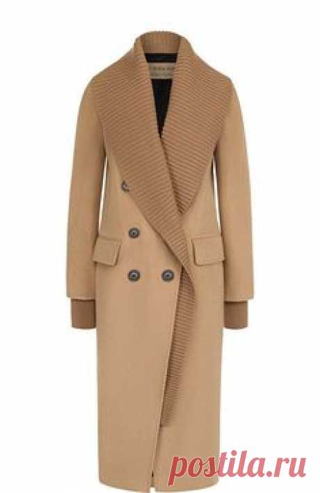 Двубортное кашемировое пальто с карманами Burberry, бежевого цвета, арт. 4057542 в ЦУМ | Фото №1