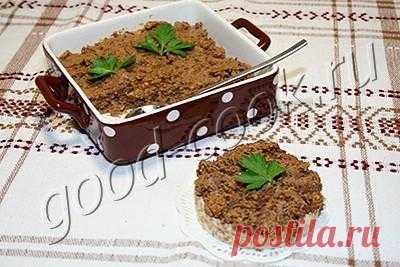 Хорошая кухня - овощной паштет с куриной печенью и грибами. Кулинарная книга рецептов. Салаты, выпечка.