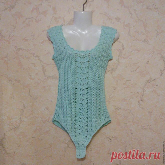 Боди мятного цвета вязаное крючком – купить в интернет-магазине на Ярмарке Мастеров с доставкой