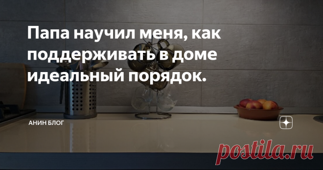 Папа научил меня, как поддерживать в доме идеальный порядок. Я репетитор, каждый день ко мне приходят ученики. Хочешь, не хочешь,  содержать дом в порядке - 