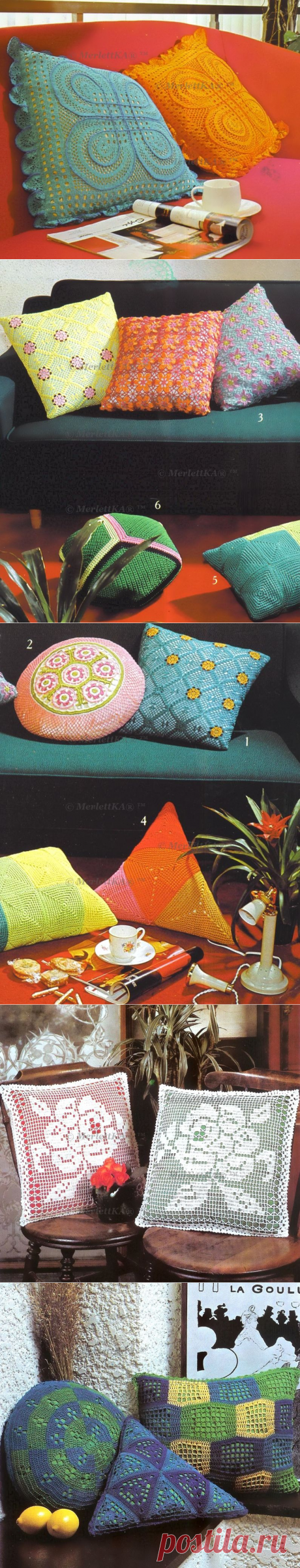 Интерьерные подушки - вязание крючком - большая подборка