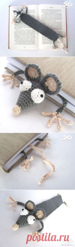 Вязание Amigurumi крыс закладки - "книжный червь" - Supergurumi