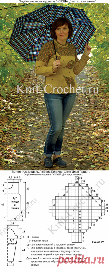 Пуловер «Листопад» спицами. - Пуловеры женские спицами - Вязание спицами - Каталог статей - Вязание спицами и крючком