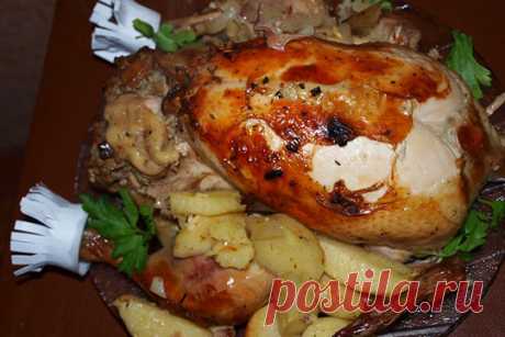 Курица в рукаве с начинкой из печени