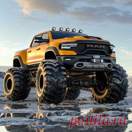 Customised Orange Truck with Big Tires