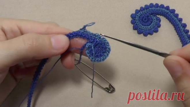 Урок вязания крючком. ПЫШНЫЙ РАЧИЙ ШАГ. Завиток ирландское кружево. Irish lace.